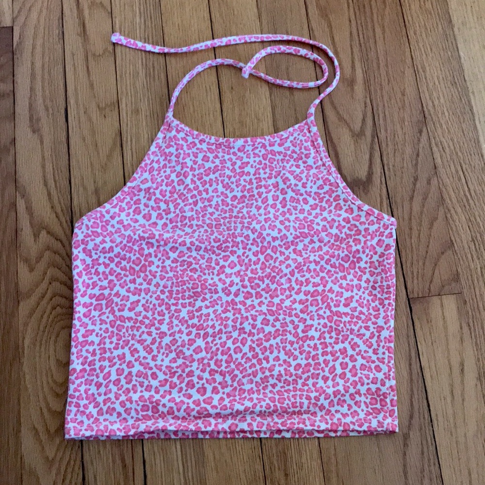 Brandy Melville pink leopard print halter